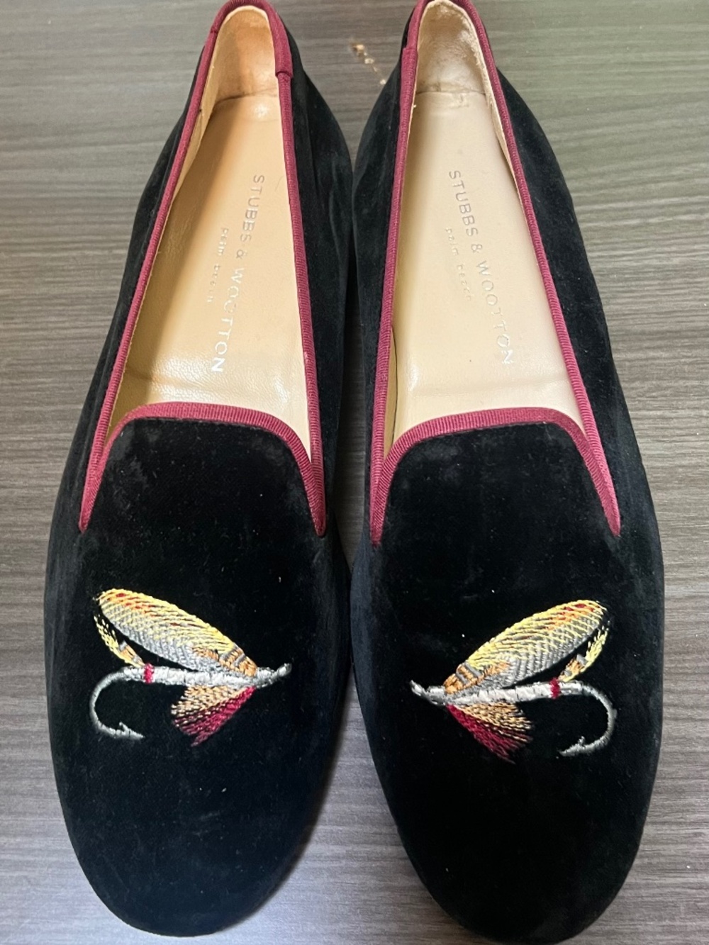 Stubbs and Wootton Men's Shoes, Size 10 Black Suede With butterfly design